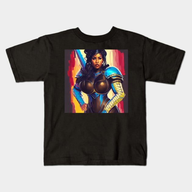 African Queen: Futuristic Fashion Statement T-Shirt Kids T-Shirt by MeatLuvers